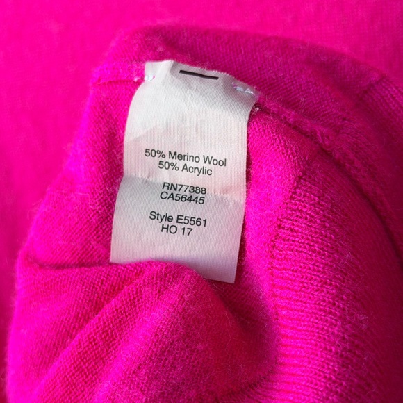 J. Crew Hot Pink Wool Blend Turtleneck Sweater - Picture 4 of 4